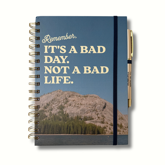 Remember, It’s a Bad Day Not a Bad Life Journal with Matching Pen | Spiral-bound Hardcover Notebook