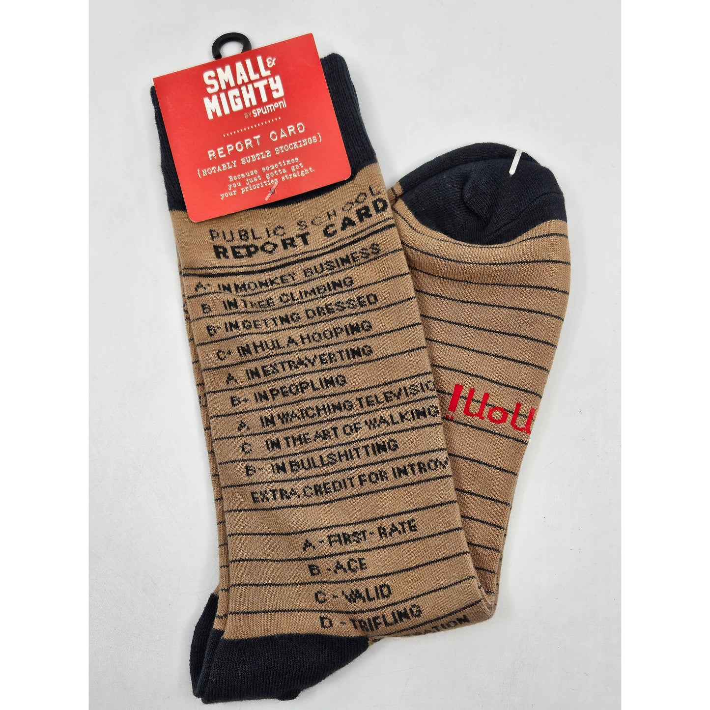 Report Card School Rules Crew Socks | Unisex Adult Retro Novelty Socks