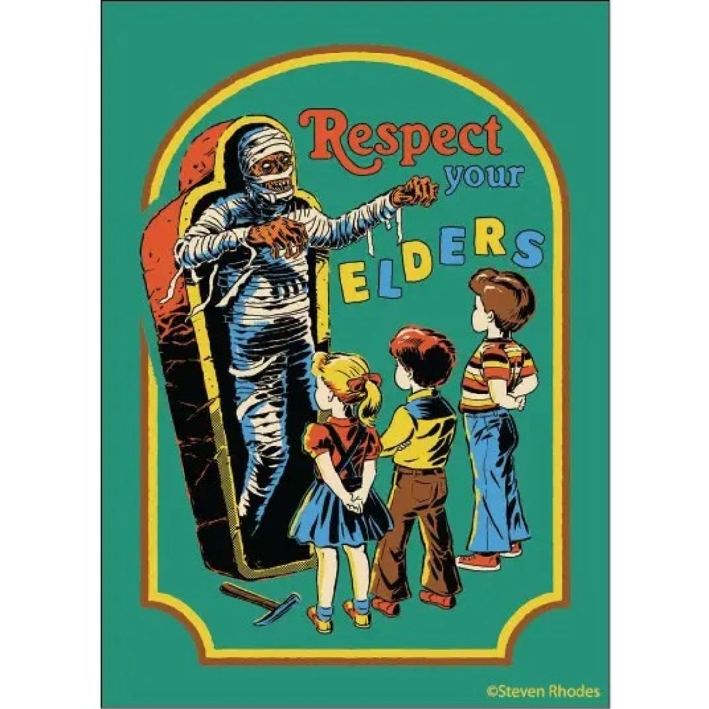 Respect Your Elders Rectangular Magnet | Refrigerator Magnetic Surface Decor Art by Steven Rhodes | 2.5" X 3.5"-Ephemera-The Bullish Store