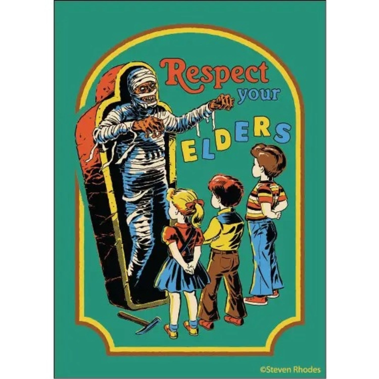 Respect Your Elders Rectangular Magnet | Refrigerator Magnetic Surface Decor Art by Steven Rhodes | 2.5" X 3.5"-Ephemera-The Bullish Store