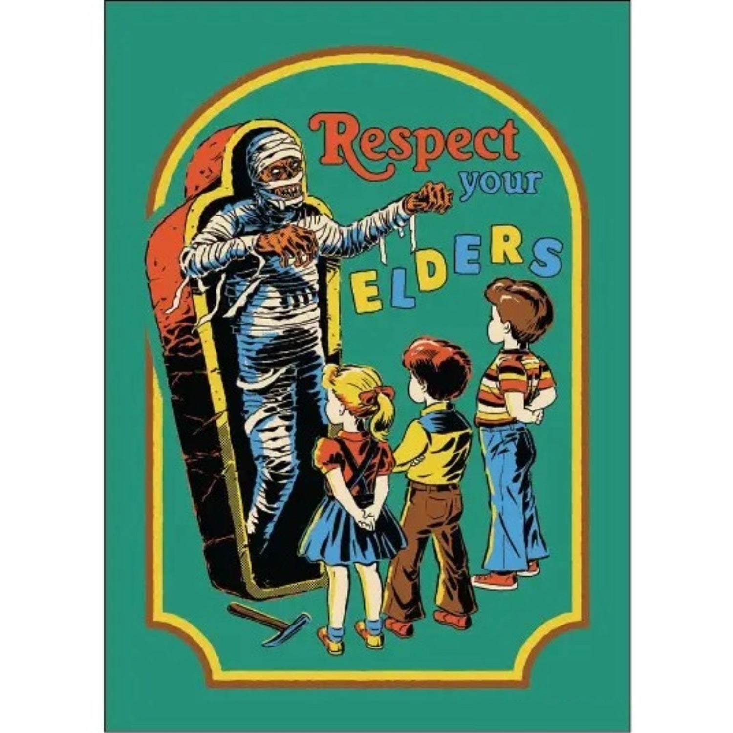 Respect Your Elders Rectangular Magnet | Refrigerator Magnetic Surface Decor Art by Steven Rhodes | 2.5" X 3.5"-Ephemera-The Bullish Store