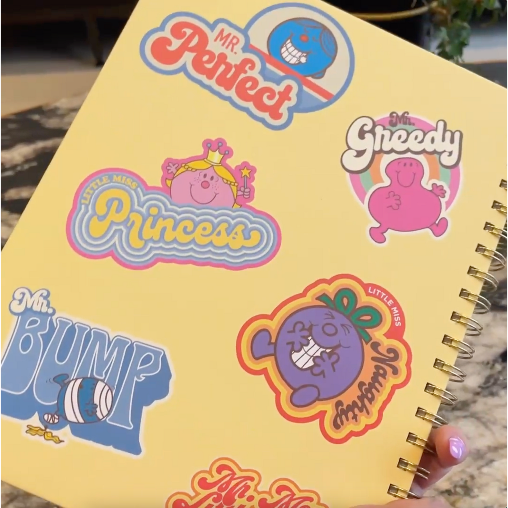 Retro 1970s 1980s Little Miss and Mr. Men Full Size Hardcover Spiral Notebook So Many Feelings | Hardcover Journal