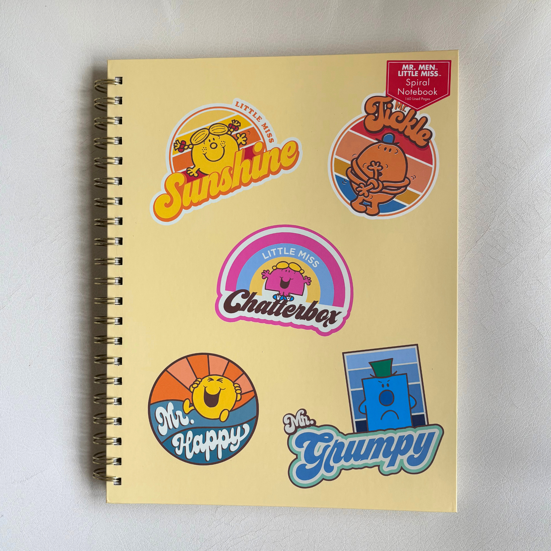 Retro 1970s 1980s Little Miss and Mr. Men Full Size Hardcover Spiral Notebook So Many Feelings | Hardcover Journal