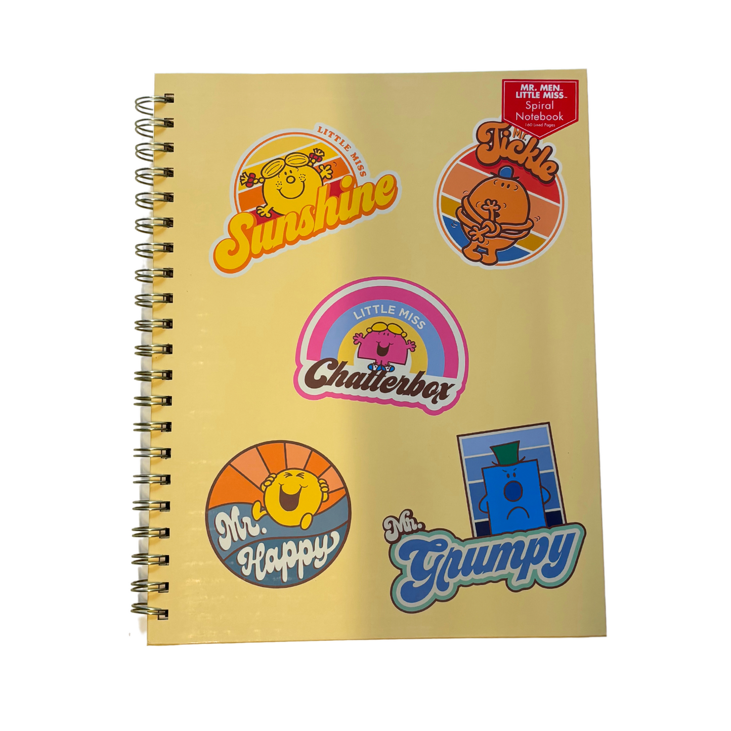Retro 1970s 1980s Little Miss and Mr. Men Full Size Hardcover Spiral Notebook So Many Feelings | Hardcover Journal