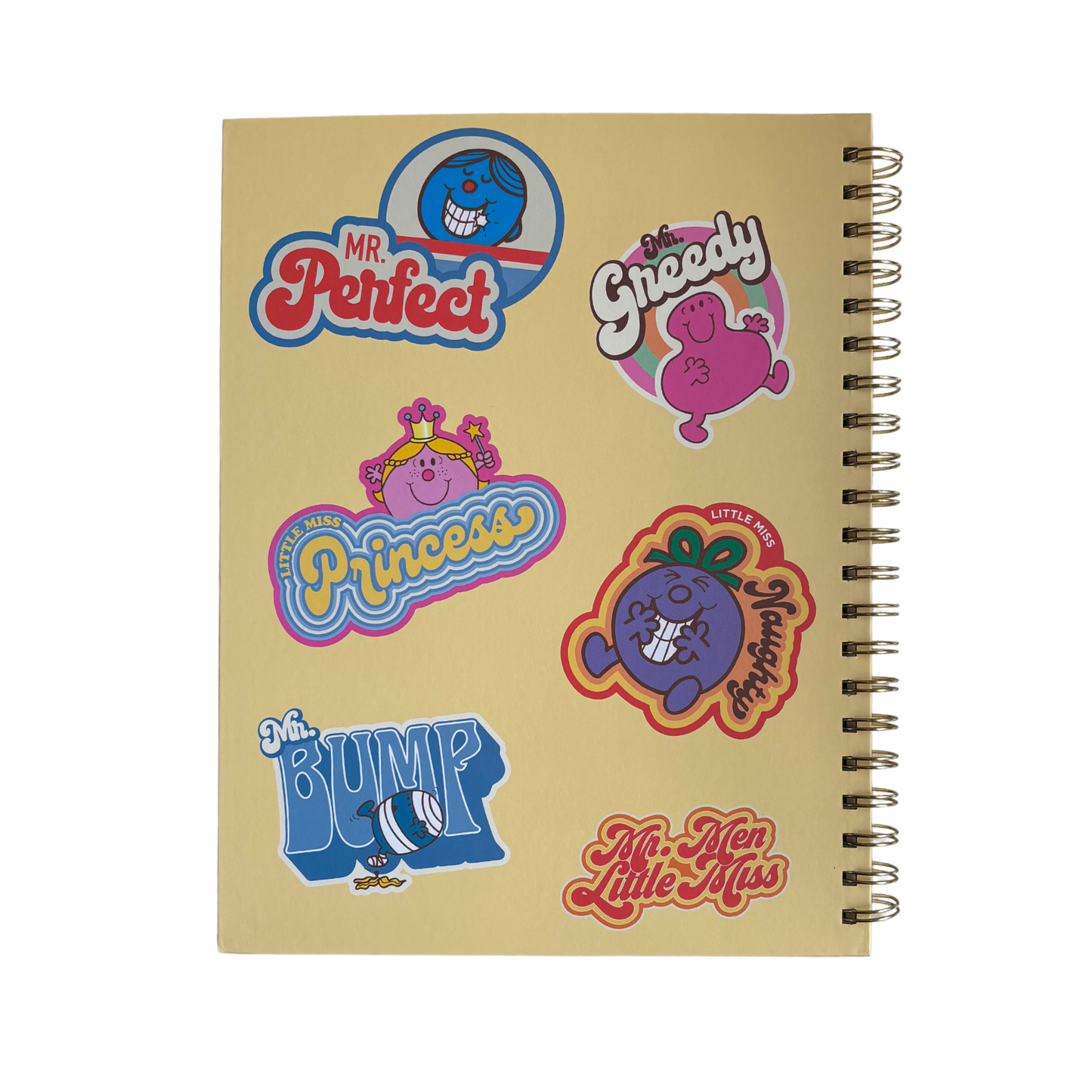 Retro 1970s 1980s Little Miss and Mr. Men Full Size Hardcover Spiral Notebook So Many Feelings | Hardcover Journal