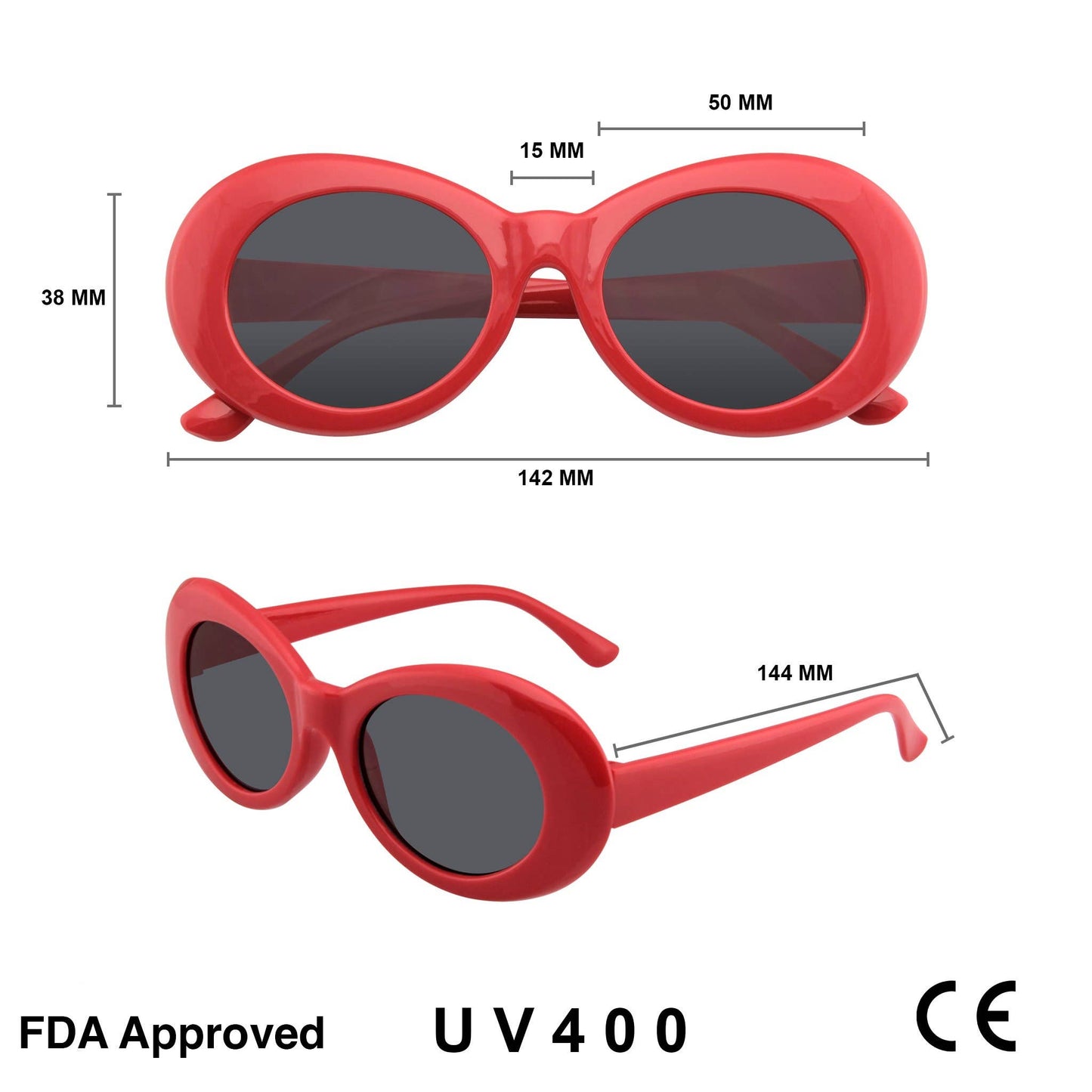 Retro 90’s Round Oval Clout Sunglasses | Vintage Gradient Lens Shades in Tortoise & Red | UV400 Protection