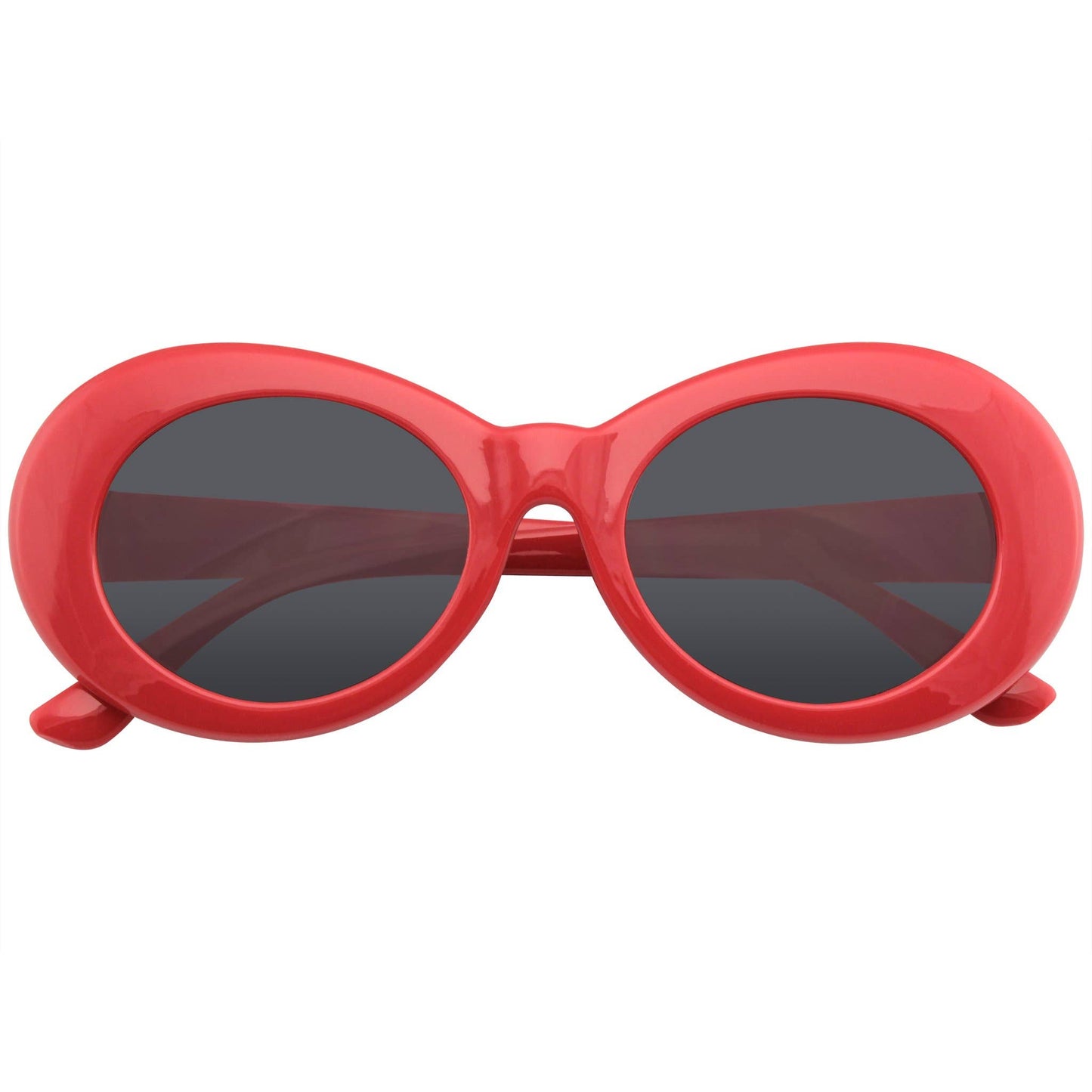 Retro 90’s Round Oval Clout Sunglasses | Vintage Gradient Lens Shades in Tortoise & Red | UV400 Protection