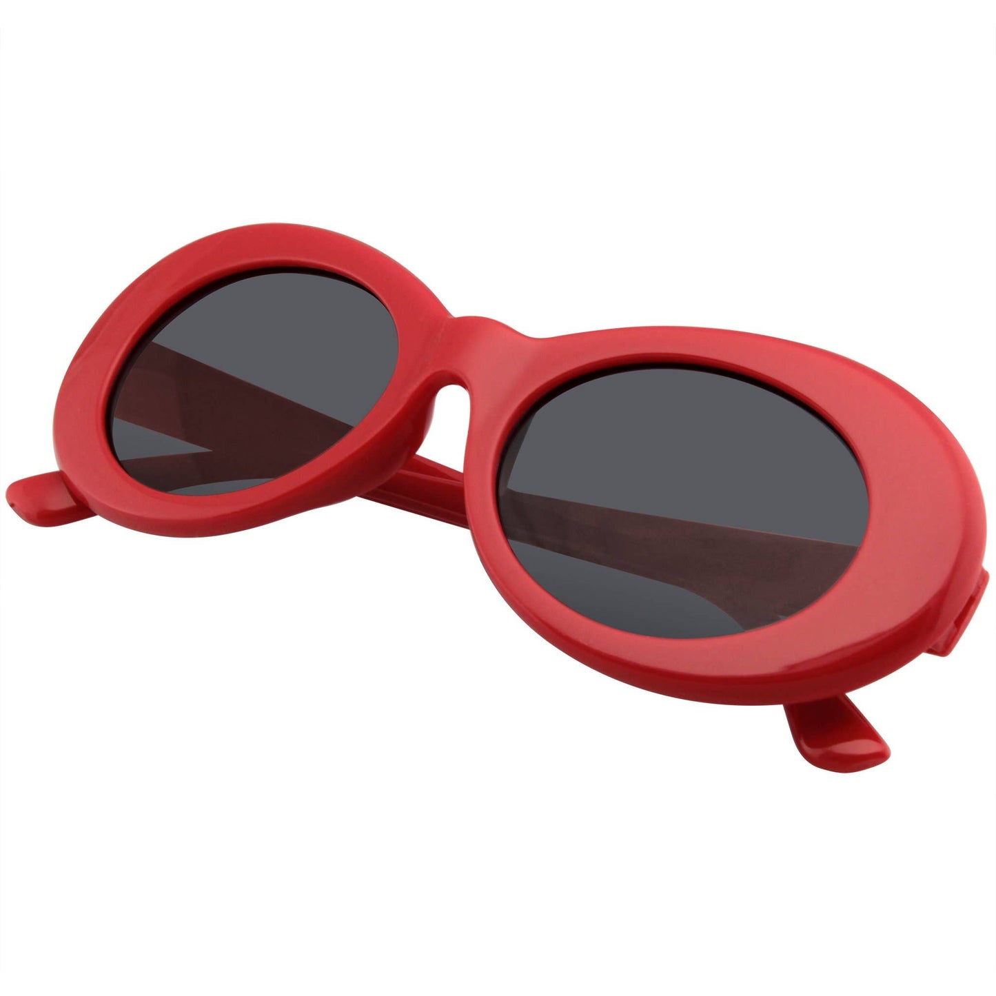 Retro 90’s Round Oval Clout Sunglasses | Vintage Gradient Lens Shades in Tortoise & Red | UV400 Protection