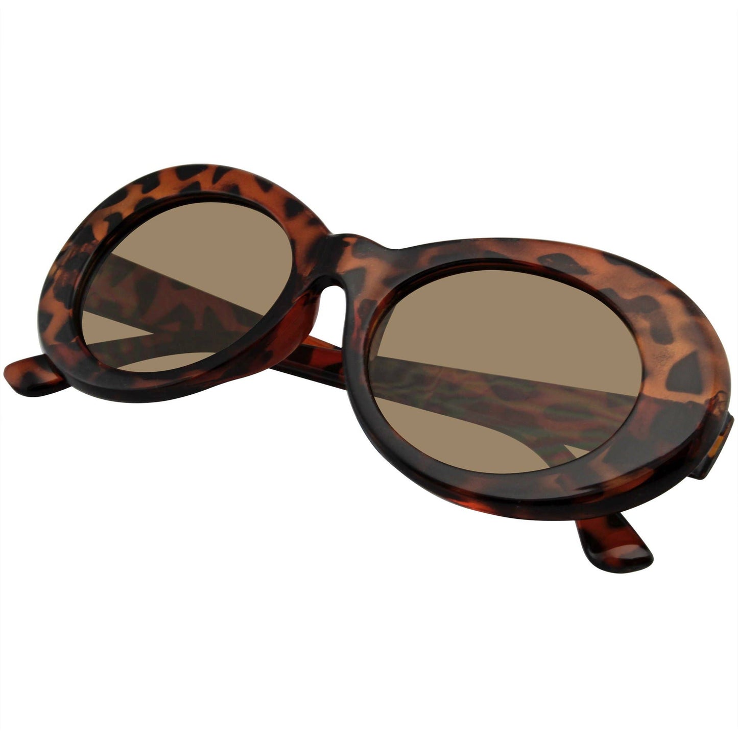 Retro 90’s Round Oval Clout Sunglasses | Vintage Gradient Lens Shades in Tortoise & Red | UV400 Protection