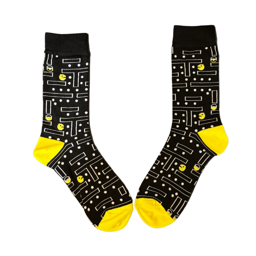 Retro Gamer Unisex Crew Socks in Black and Yellow