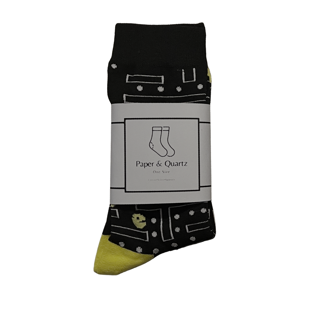 Retro Gamer Unisex Crew Socks in Black and Yellow