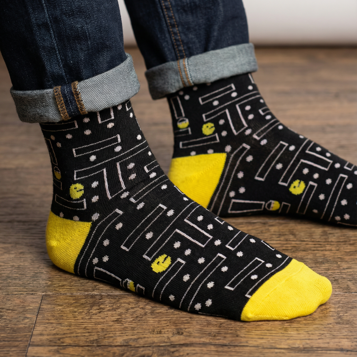 Retro Gamer Unisex Crew Socks in Black and Yellow-Paper & Quartz-The Bullish Store