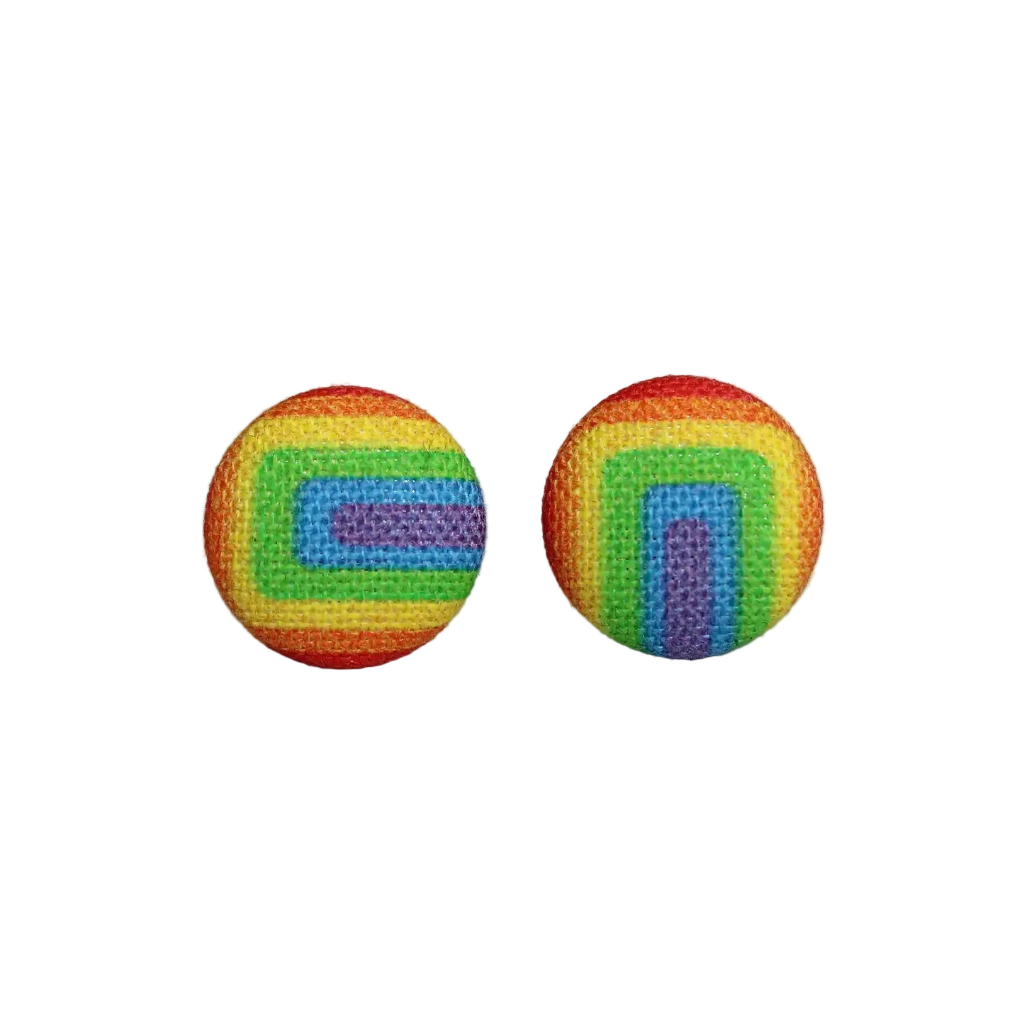 Retro Rainbow Fabric Button Earrings | Handmade in the US