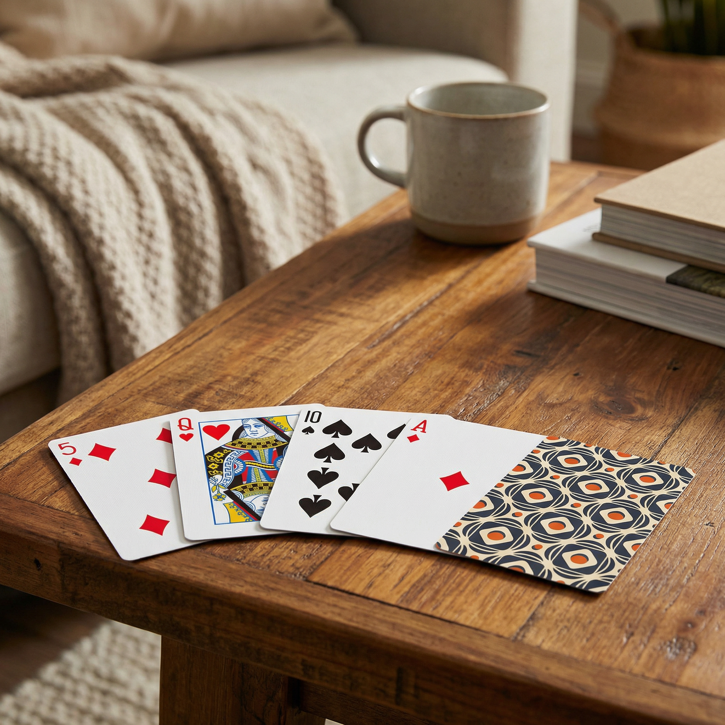 Retro Tile Playing Cards | Vintage Pattern Deck with Acrylic Case