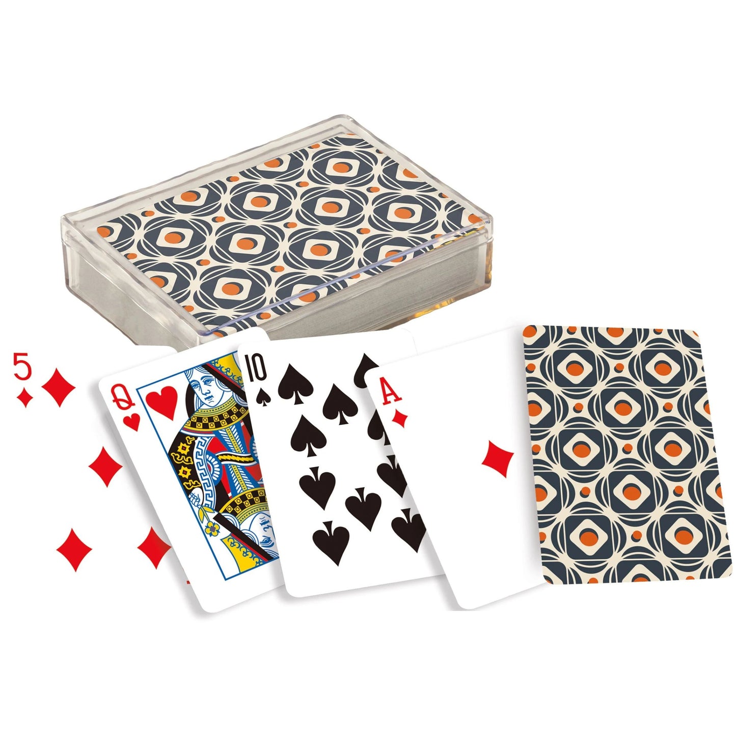 Retro Tile Playing Cards | Vintage Pattern Deck with Acrylic Case