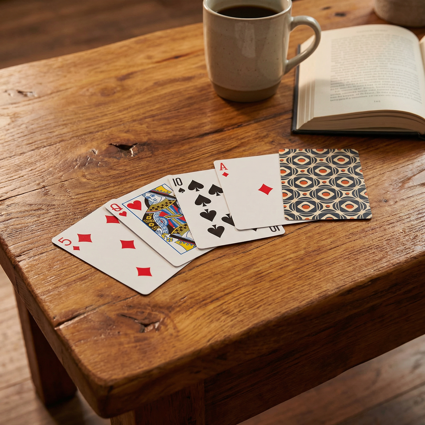 Retro Tile Playing Cards | Vintage Pattern Deck with Acrylic Case