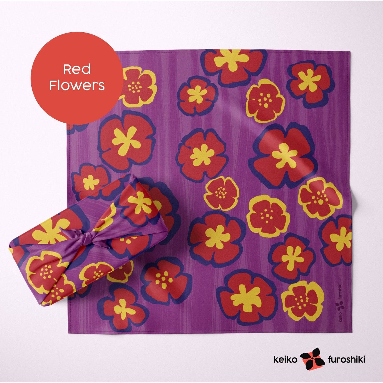 Reusable Fabric Gift Wrap Furoshiki | Japanese Floral Eco Recycled Fabric Tie Wrapping for Presents