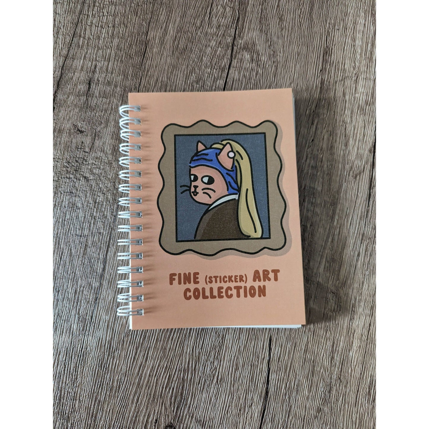 Reusable Sticker Book 4" x 6" | Cat with a Pearl Earring "Fine Art Collection" Design | 50 Pages Silicone Coated Release Paper