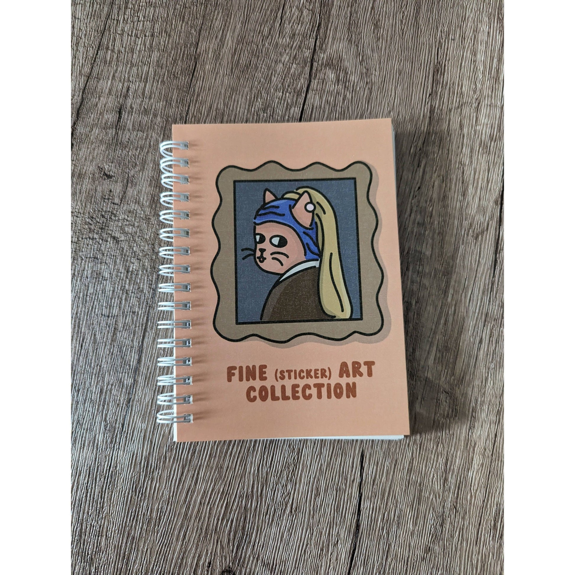 Reusable Sticker Book 4" x 6" | Cat with a Pearl Earring "Fine Art Collection" Design | 50 Pages Silicone Coated Release Paper