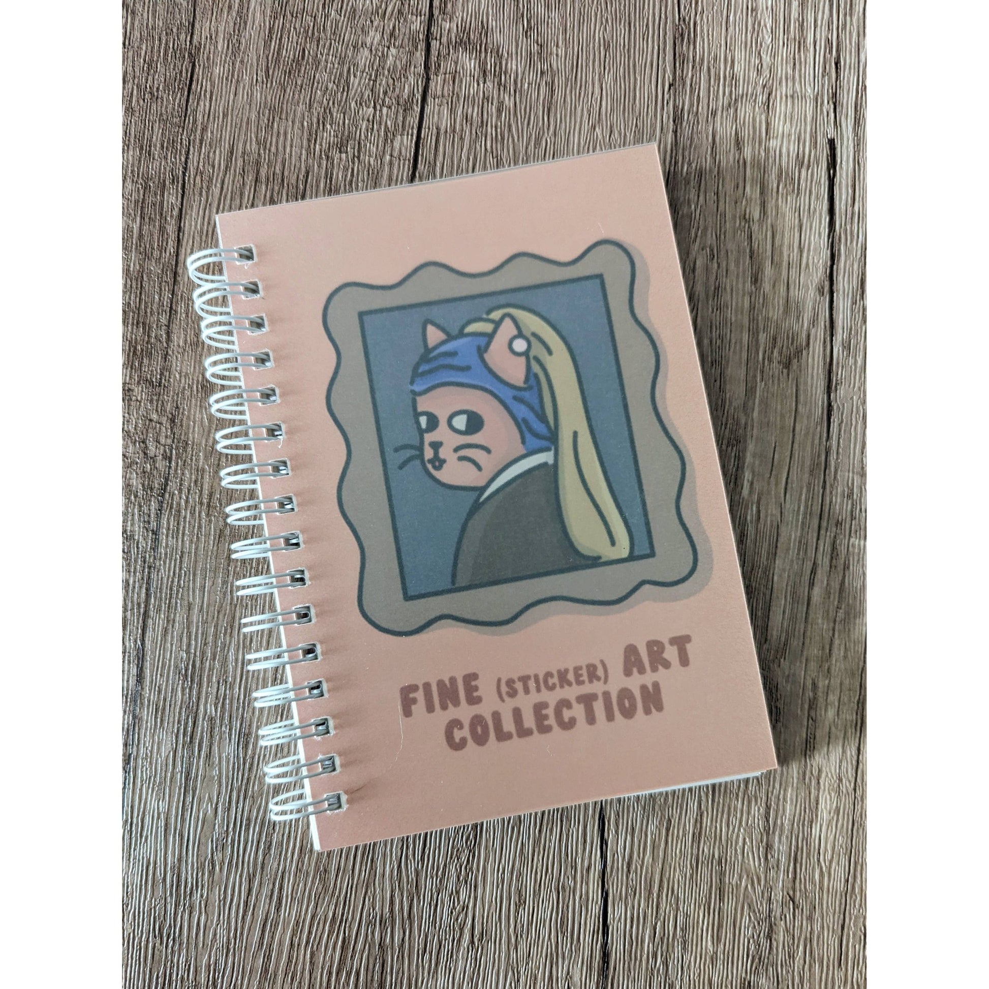 Reusable Sticker Book 4" x 6" | Cat with a Pearl Earring "Fine Art Collection" Design | 50 Pages Silicone Coated Release Paper