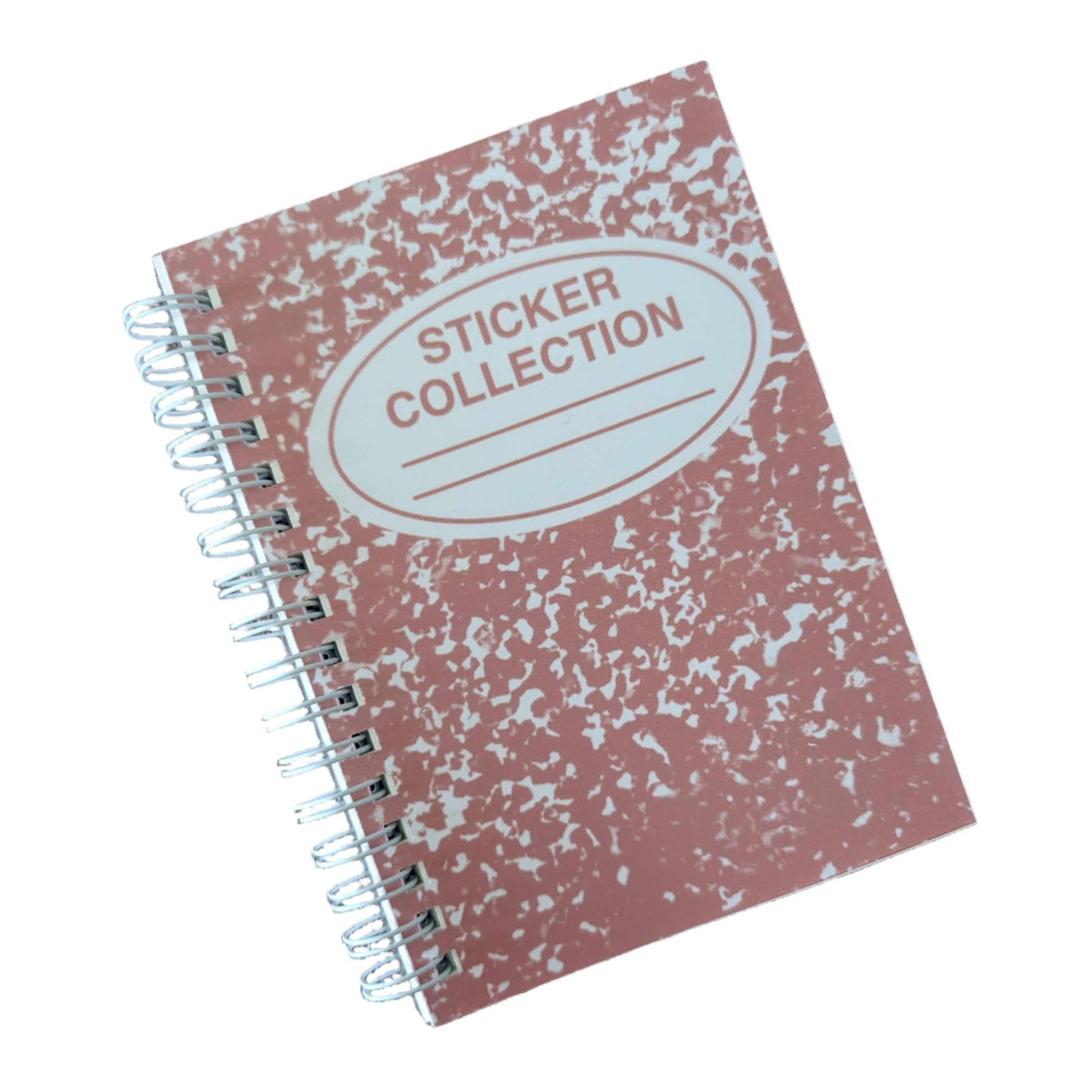 Reusable Sticker Book 4" x 6" | Coral Retro Composition Book Design | 50 Pages Silicone Coated Release Paper