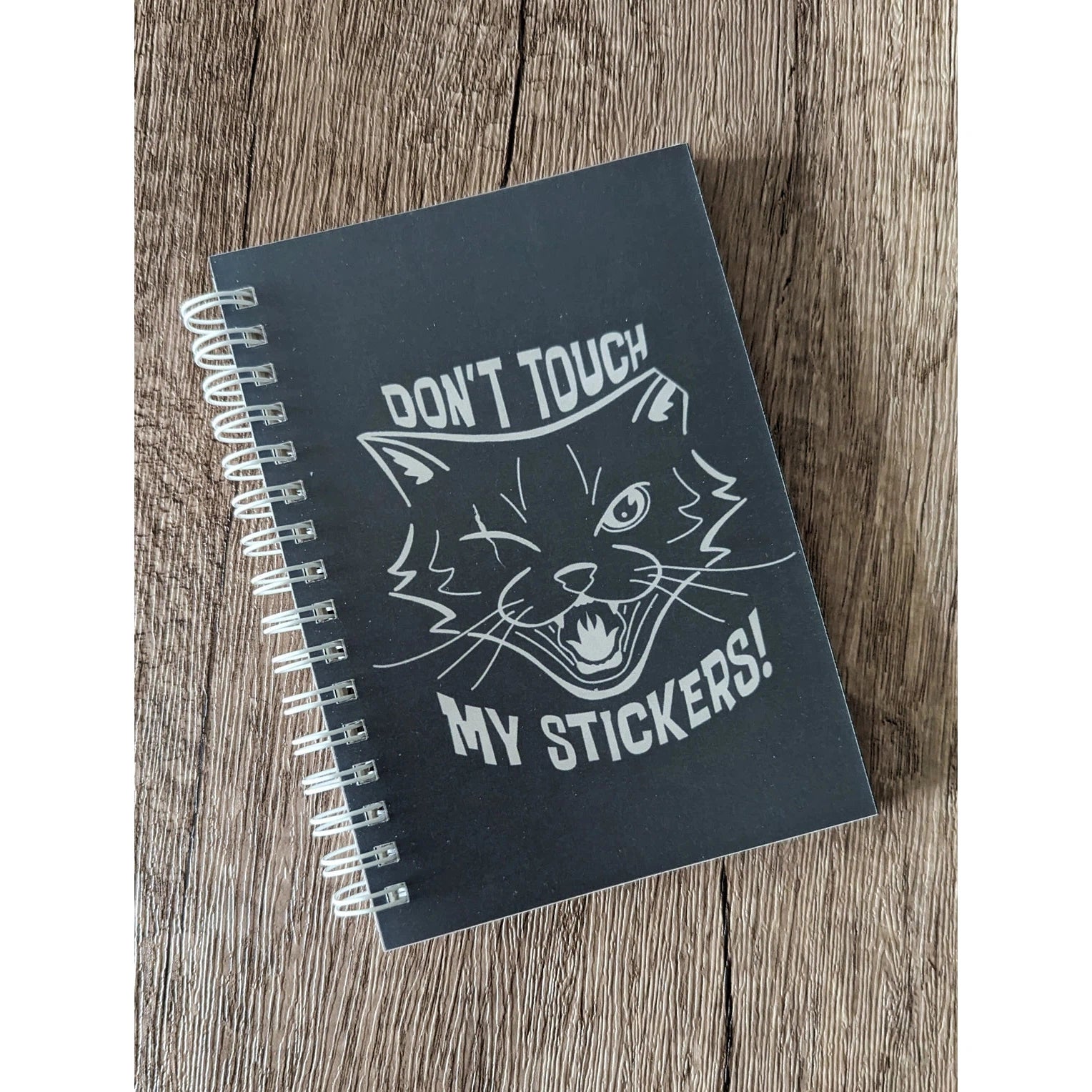 Reusable Sticker Book 4" x 6" | Don't Touch My Stickers Cat | 50 Pages Silicone Coated Release Paper