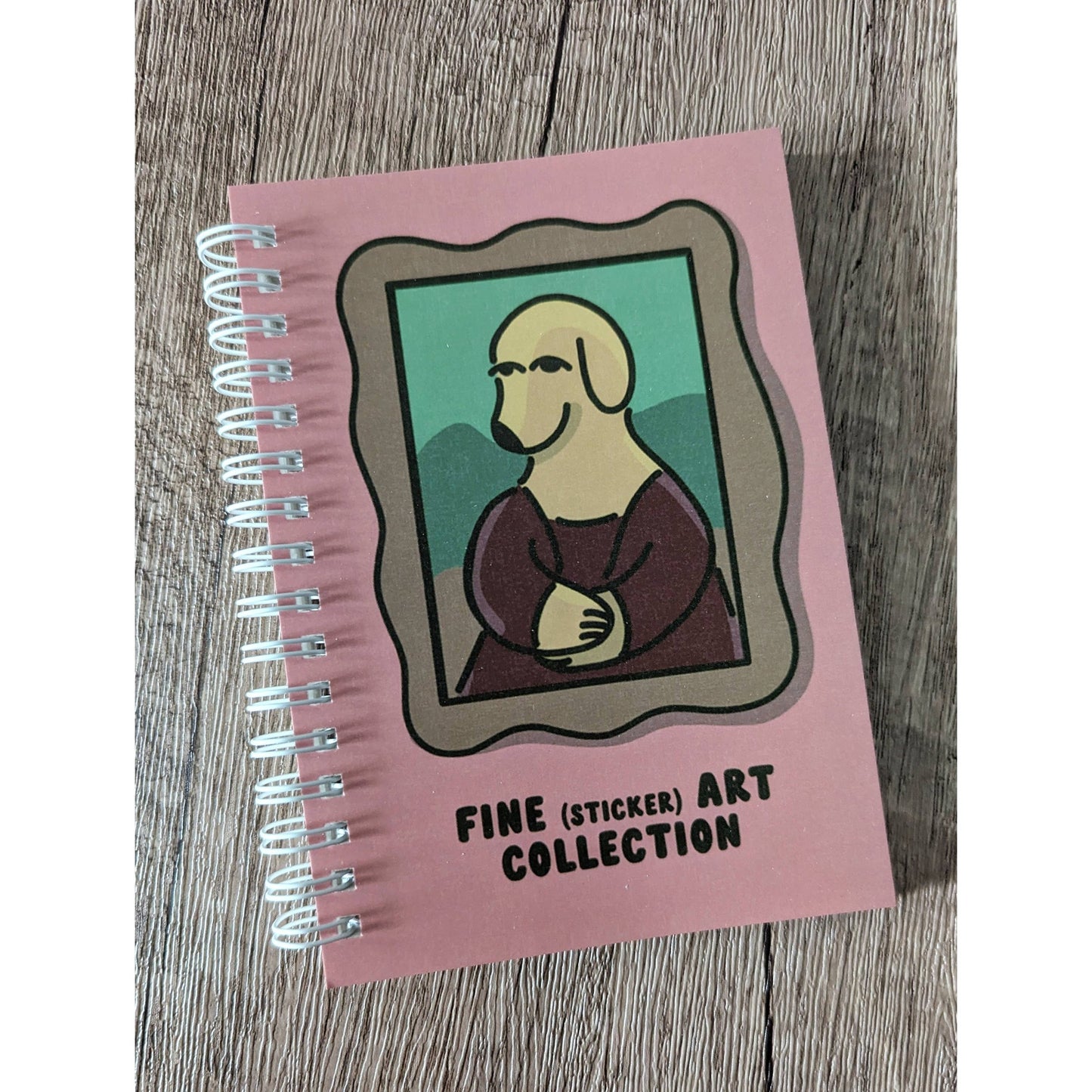 Reusable Sticker Book 4" x 6" | Mona Lisa Dog "Fine Art Collection" Design | 50 Pages Silicone Coated Release Paper