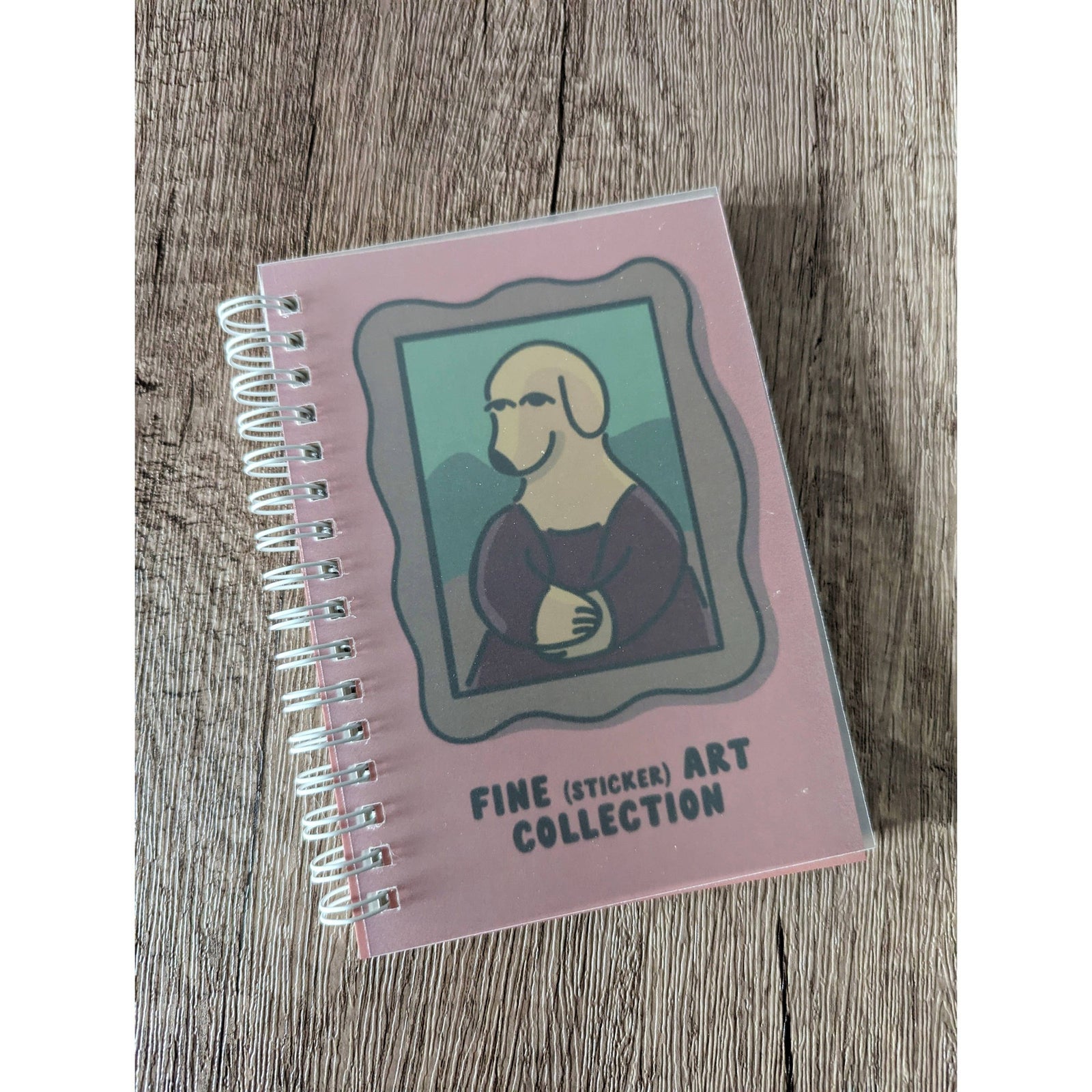 Reusable Sticker Book 4" x 6" | Mona Lisa Dog "Fine Art Collection" Design | 50 Pages Silicone Coated Release Paper