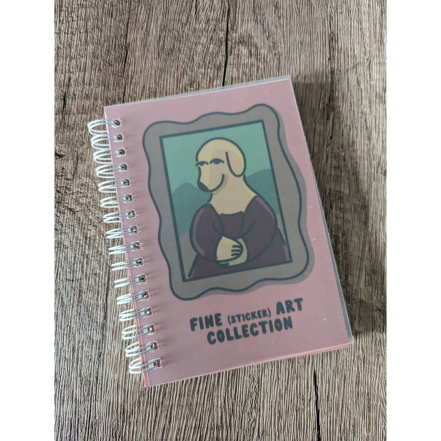 Reusable Sticker Book 4" x 6" | Mona Lisa Dog "Fine Art Collection" Design | 50 Pages Silicone Coated Release Paper