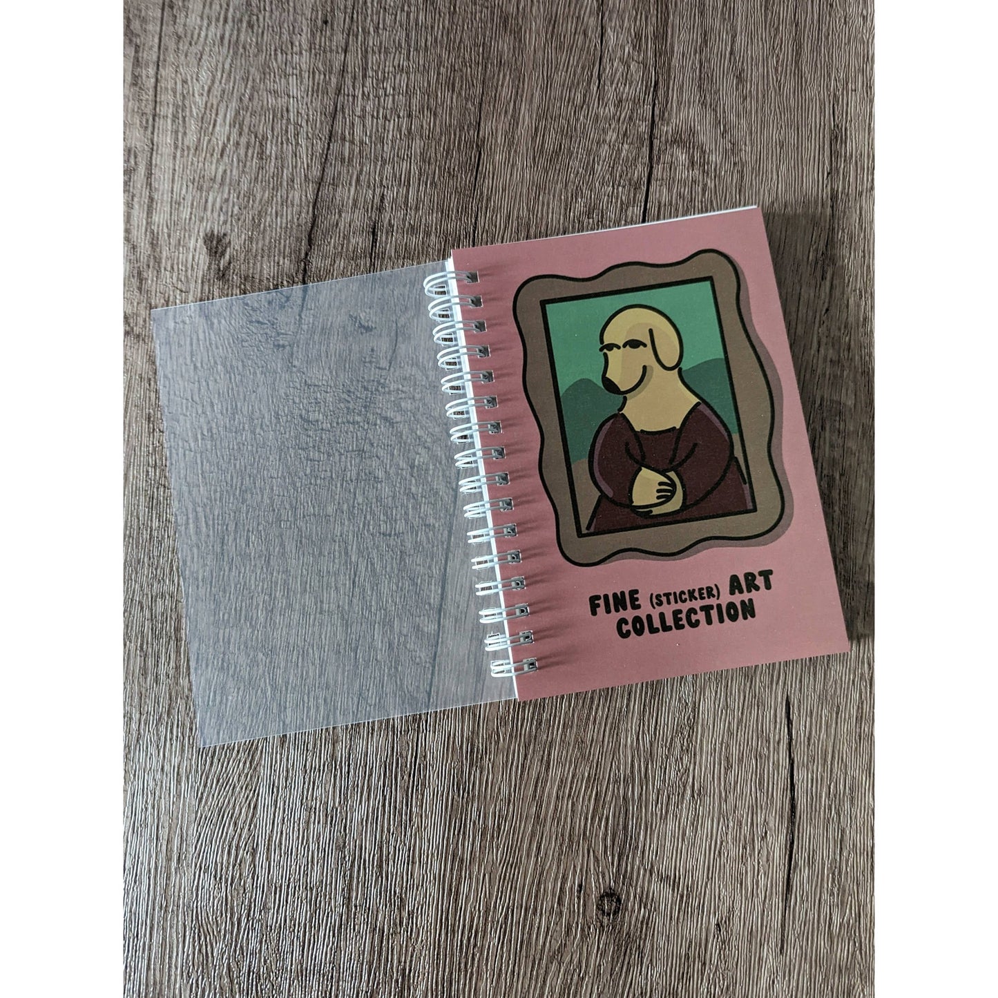 Reusable Sticker Book 4" x 6" | Mona Lisa Dog "Fine Art Collection" Design | 50 Pages Silicone Coated Release Paper