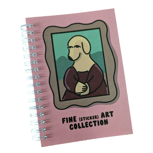 Reusable Sticker Book 4" x 6" | Mona Lisa Dog "Fine Art Collection" Design | 50 Pages Silicone Coated Release Paper