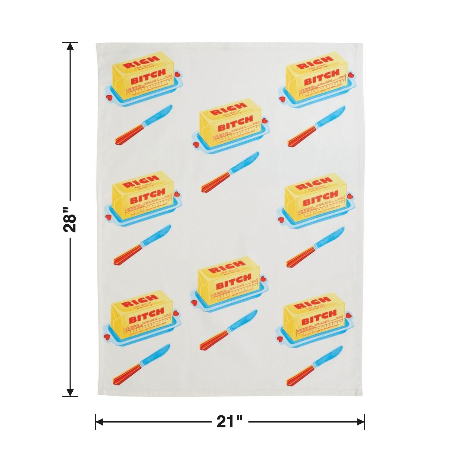 Size chart — 21" W x 28" H