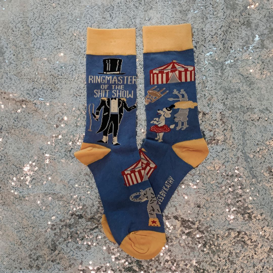 Ringmaster Of The Shit Show Funny Socks in Blue | Unisex | Gift for Her