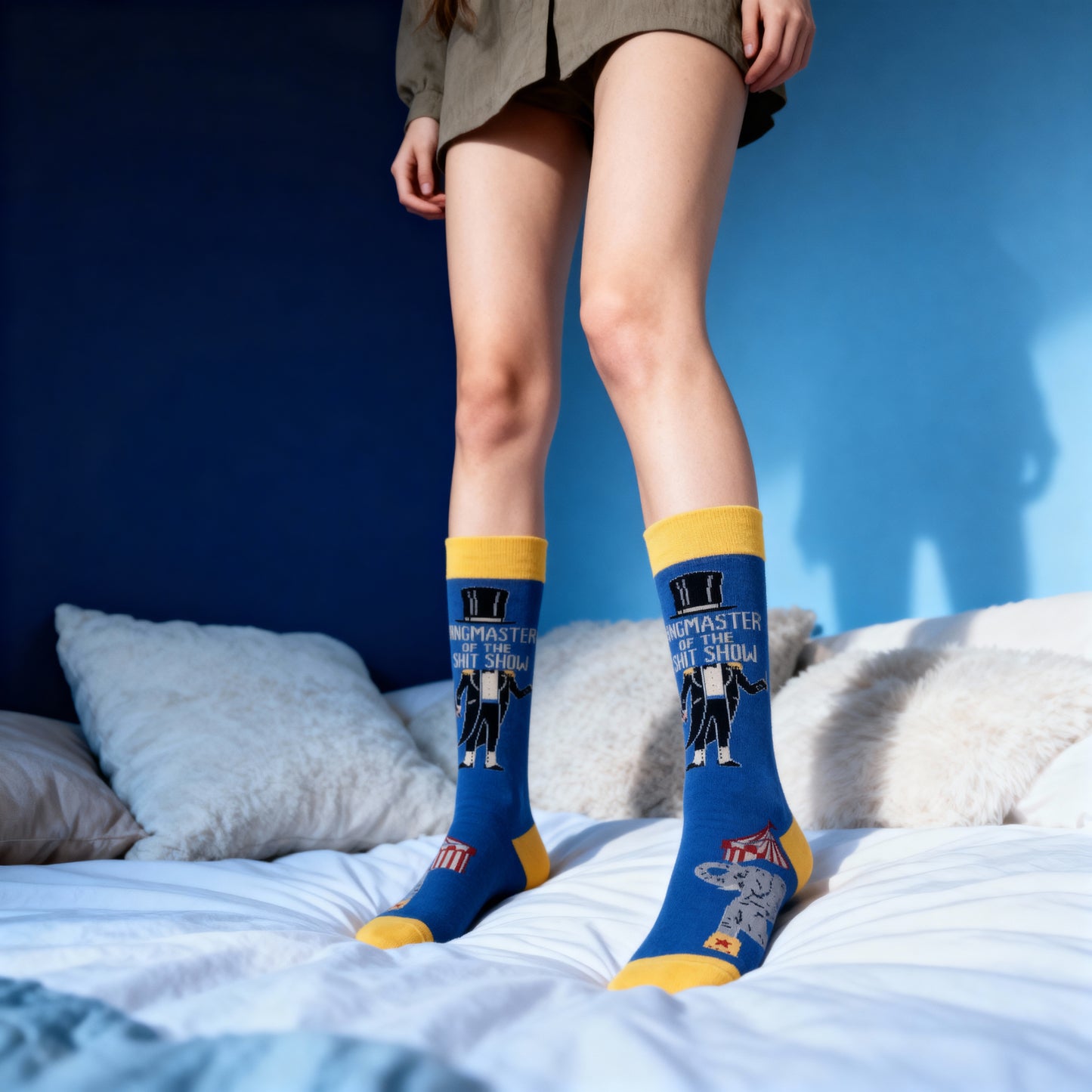 Ringmaster Of The Shit Show Funny Socks in Blue | Unisex | Gift for Her