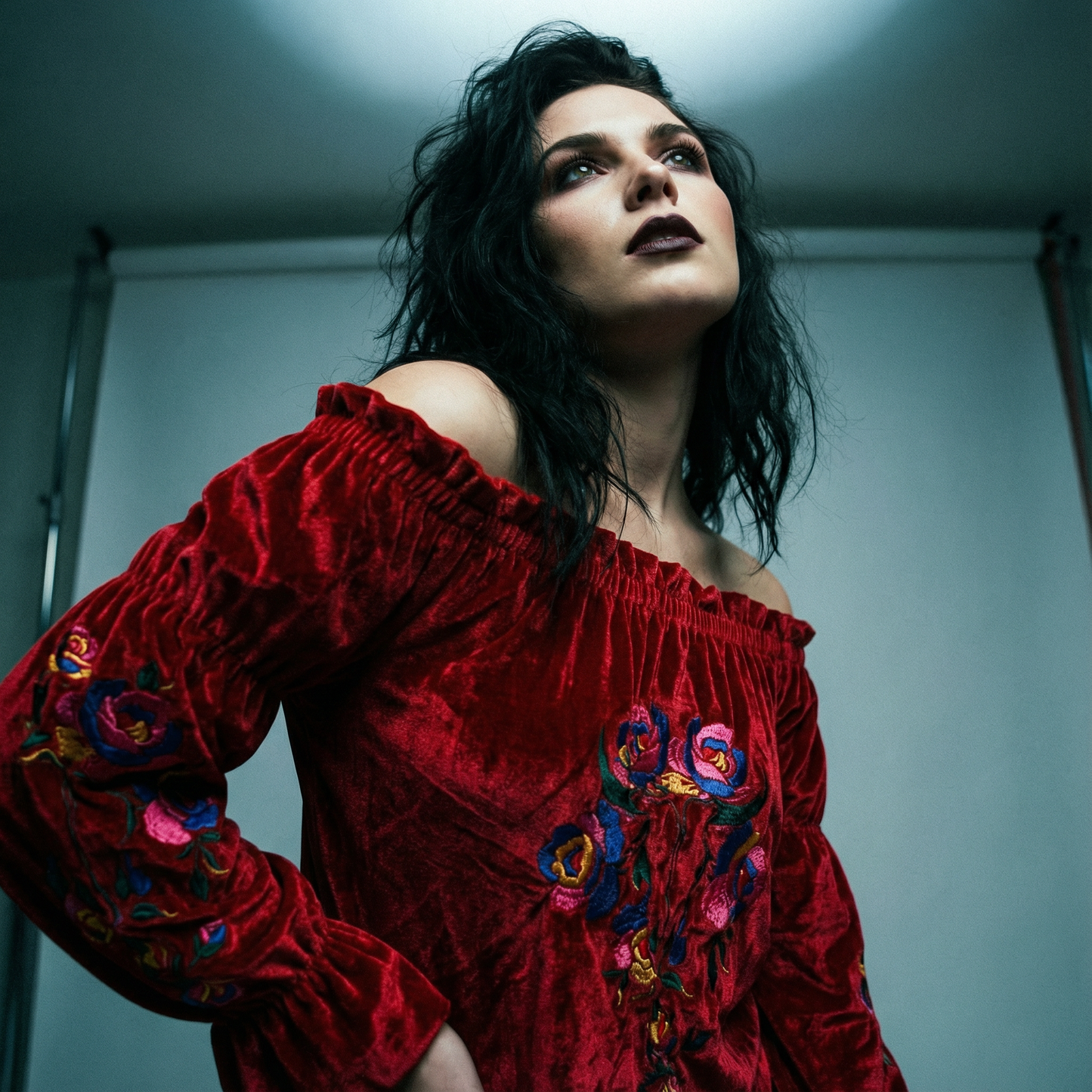 Rio Grande Embroidered Velvet Tunic Dress in Red [Size SM Remaining]