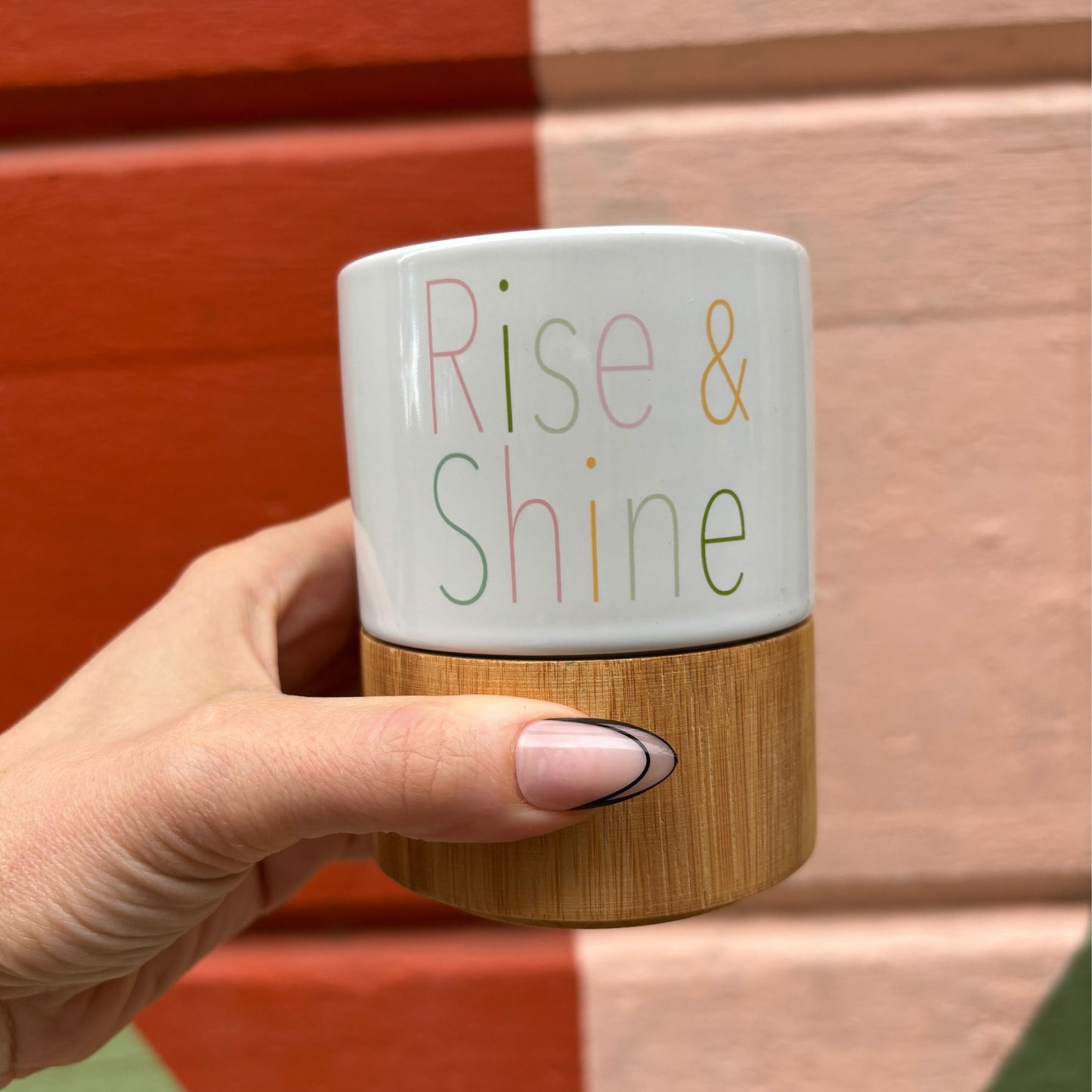 Rise & Shine Ceramic Mug with Bamboo Base