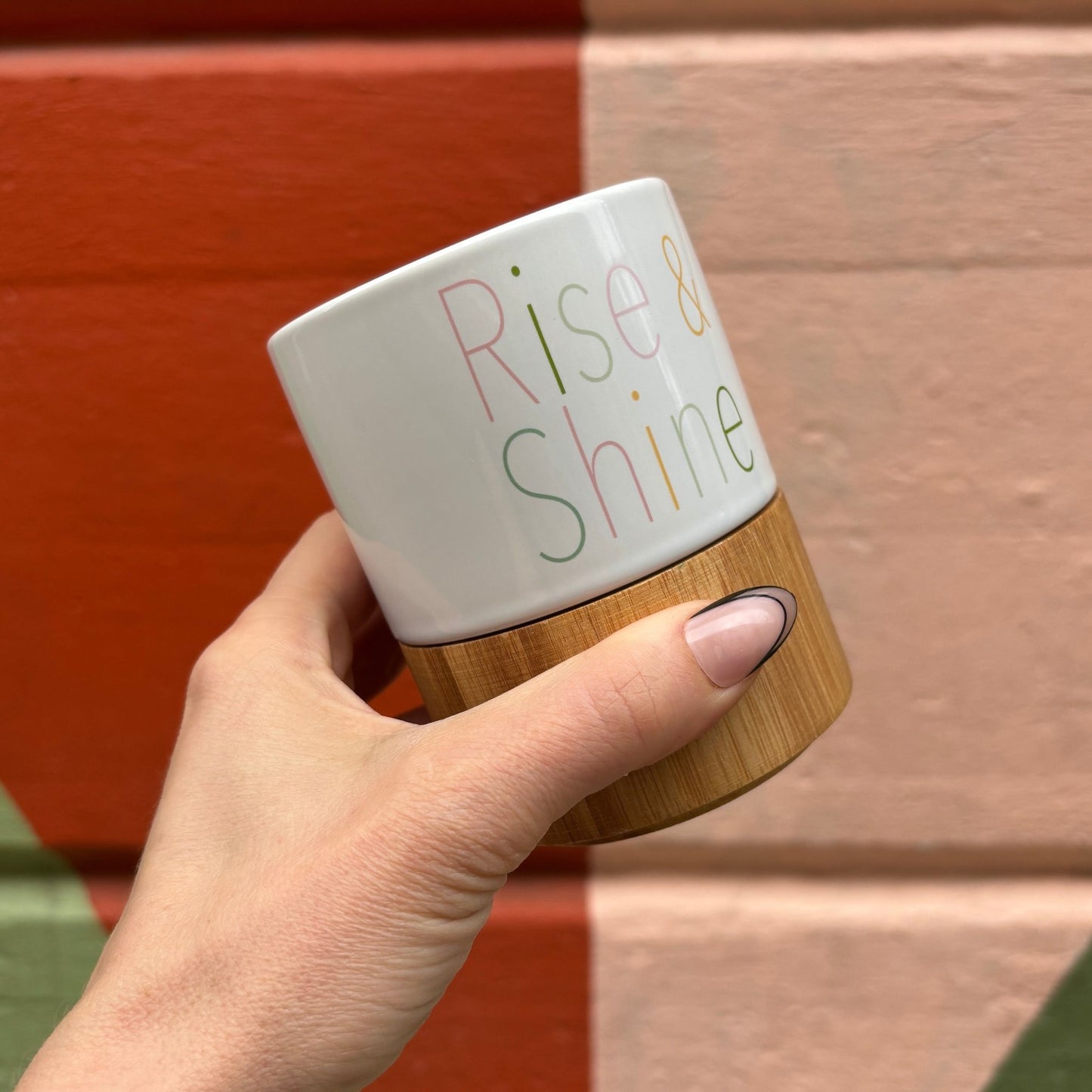 Rise & Shine Ceramic Mug with Bamboo Base