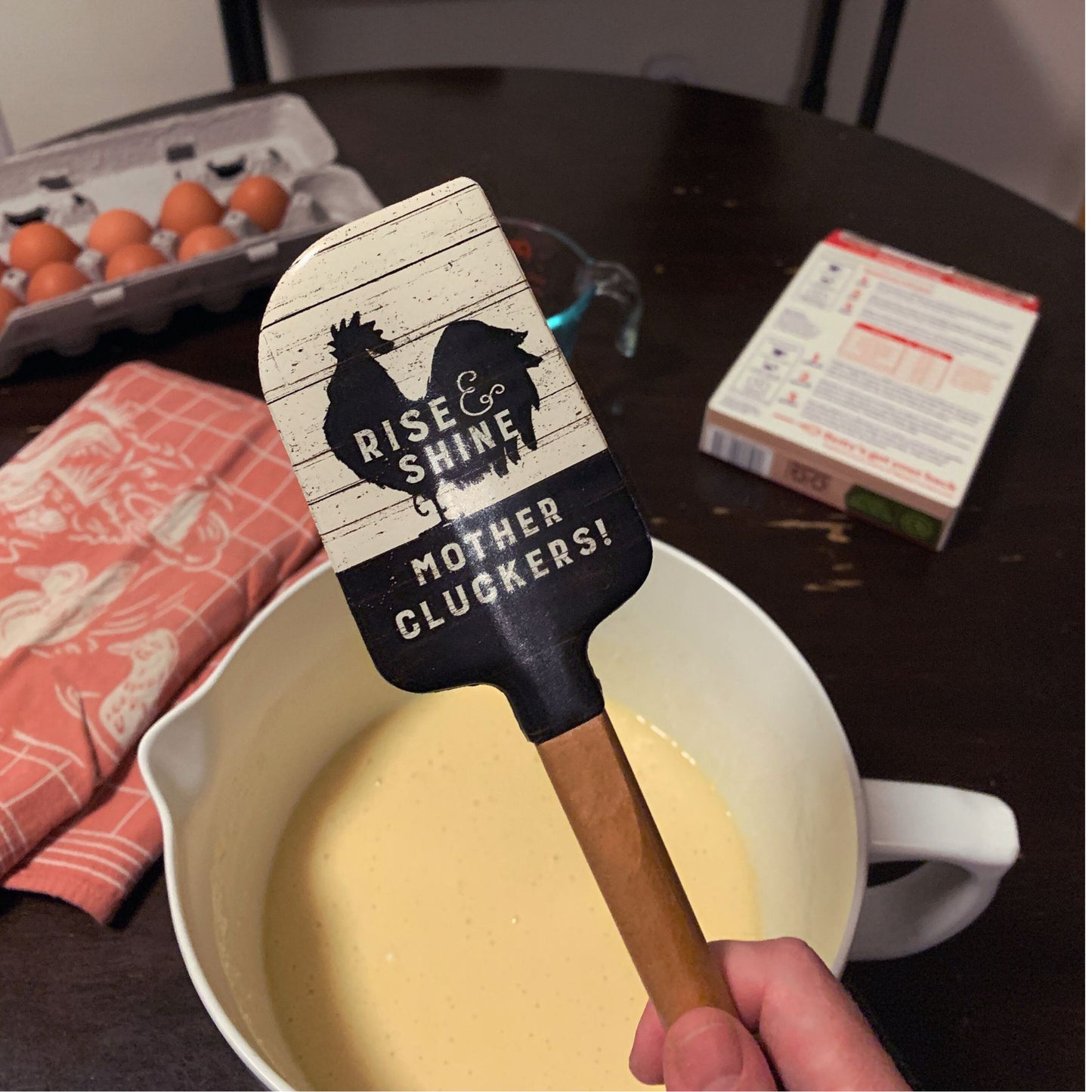 Rise & Shine Mother Cluckers Silicone Spatula With A Wooden Handle | 13" long