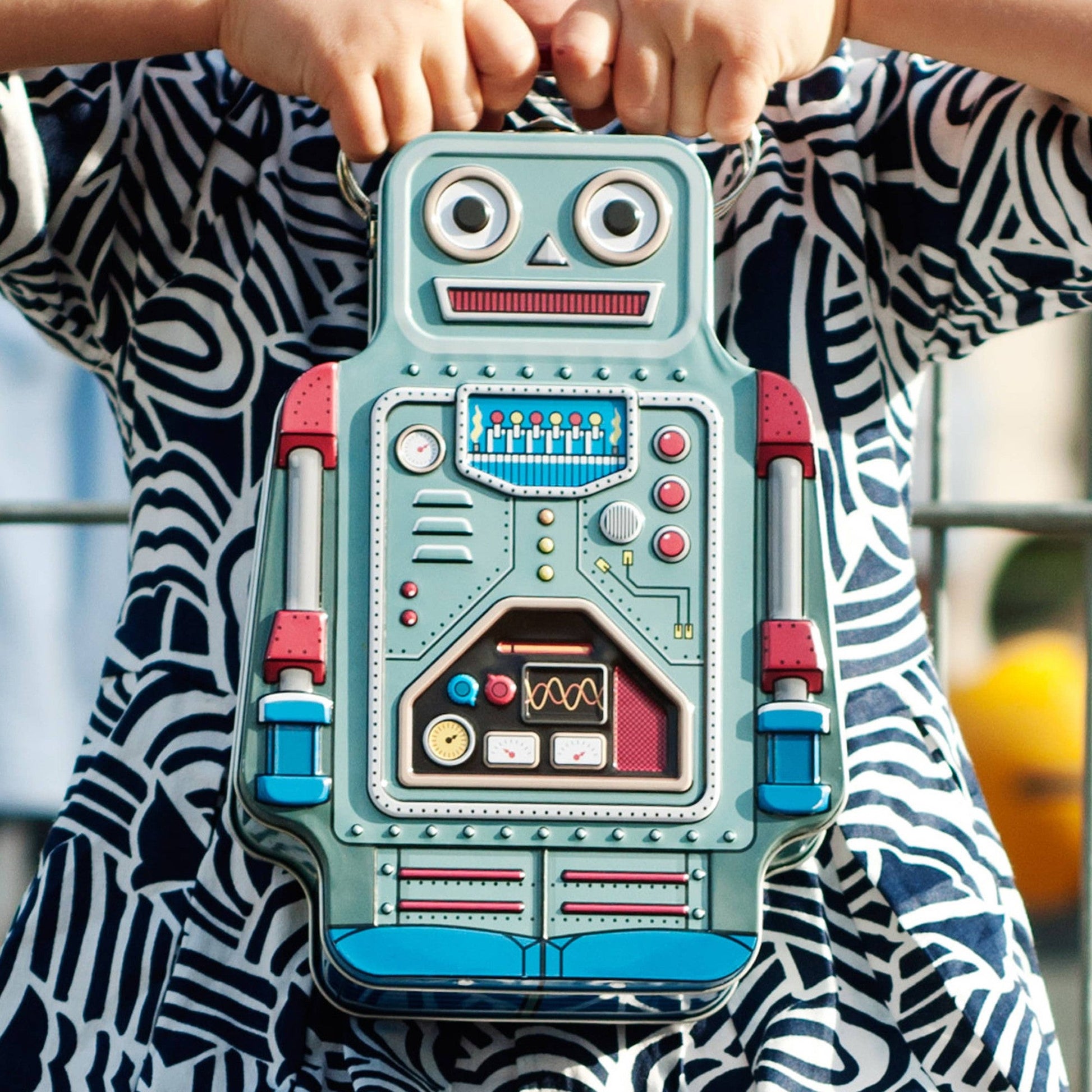 Robot Lunchbox | Retro Metal Lunch Container with Handle