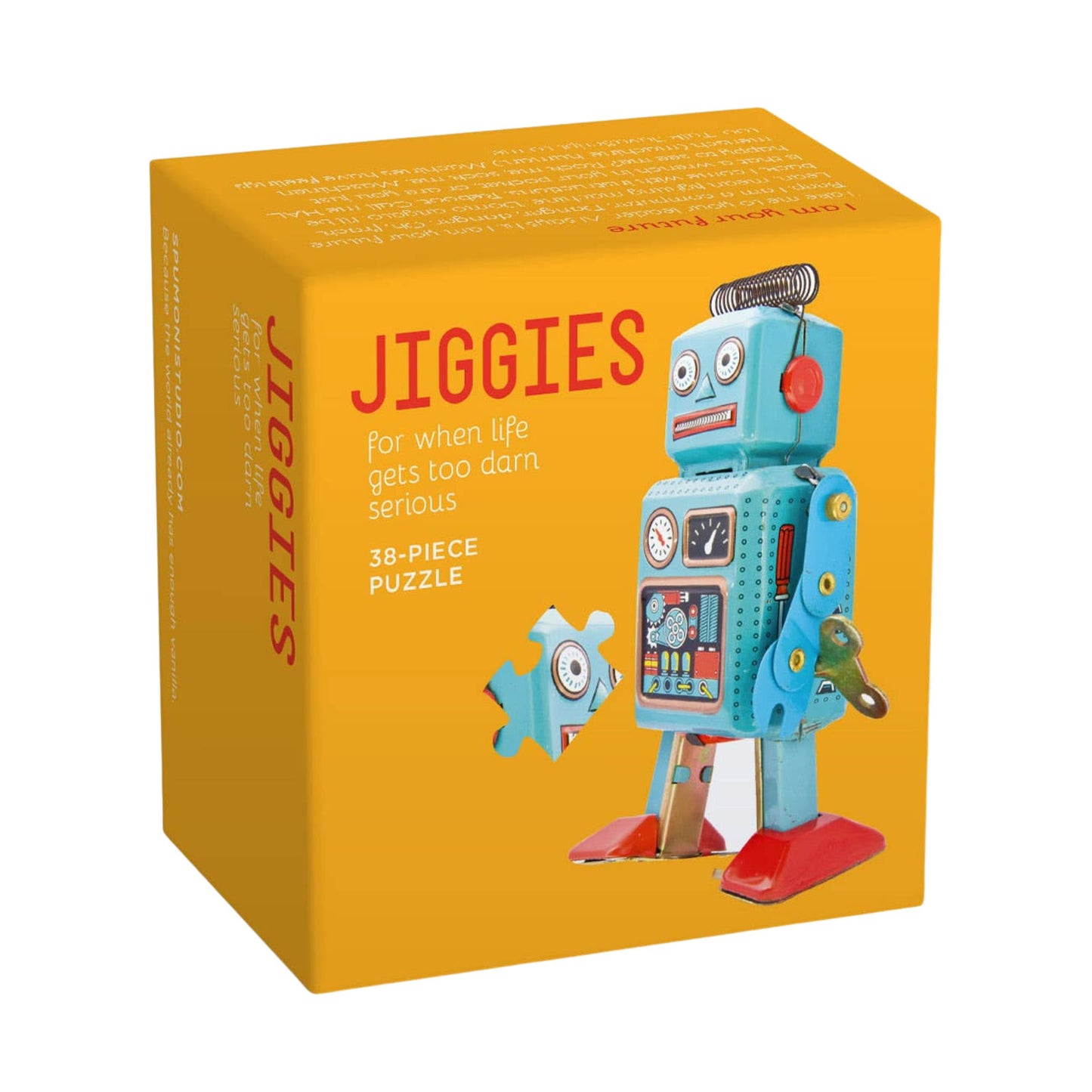 Robot Mini Jigsaw Puzzle | Retro Toy Art Jiggie Puzzle in Gift Box | 38 Pieces | Stocking Stuffer