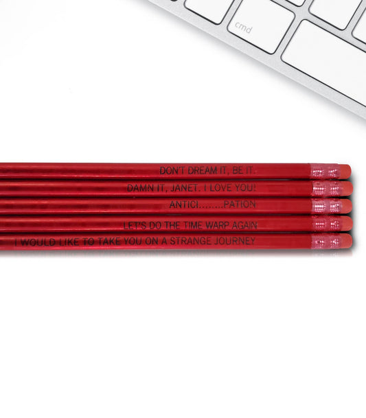 Rocky Horror Quote Pencils in Red | Unsharpened Wooden Pencils With Wordings | 8“ x 2.5"