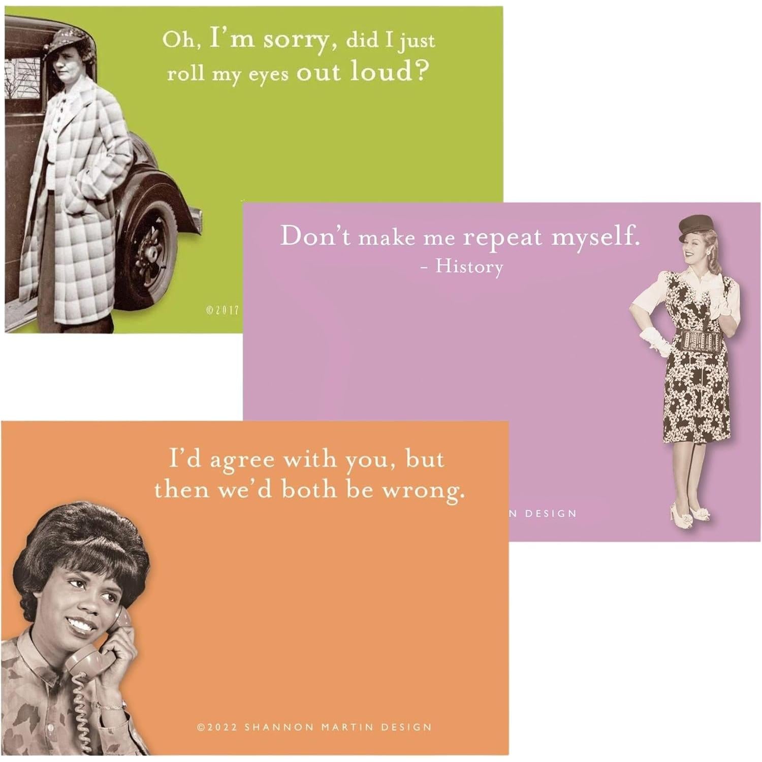 Roll My Eyes Out Loud, Don't Make Me Repeat Myself, Agree with You Sticky Notes Set Memo Pads Strong Adhesive | 2-7/8 x 4-3/8 inches | Pack of 3