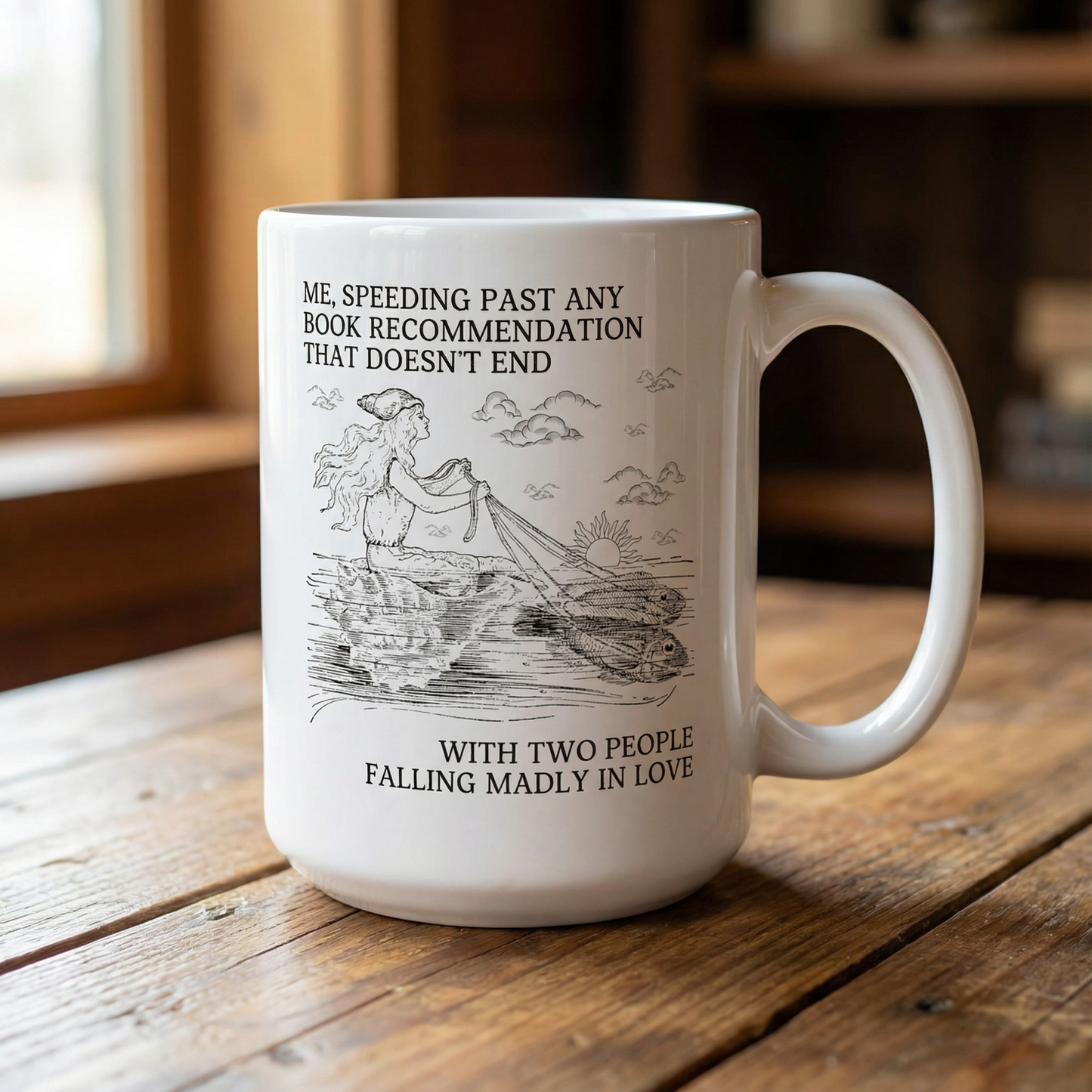 Romance Novel Mug | 15 oz. Silly Bookish Coffee Mug for Romance Reader