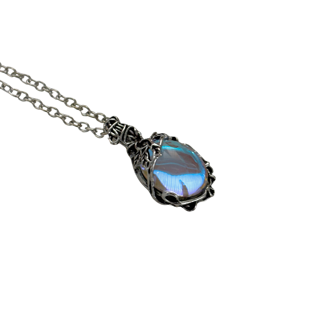 Romantasy Princess Opalescent Drop Necklace in Silver | Fantasy Gem Pendant | 18" + 2" Extender-Paper & Quartz-The Bullish Store