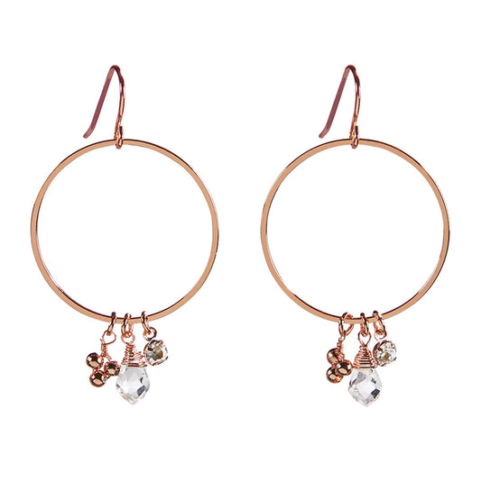 Rose Gold Dangle Hoops Earrings | Gemstones Jewelry