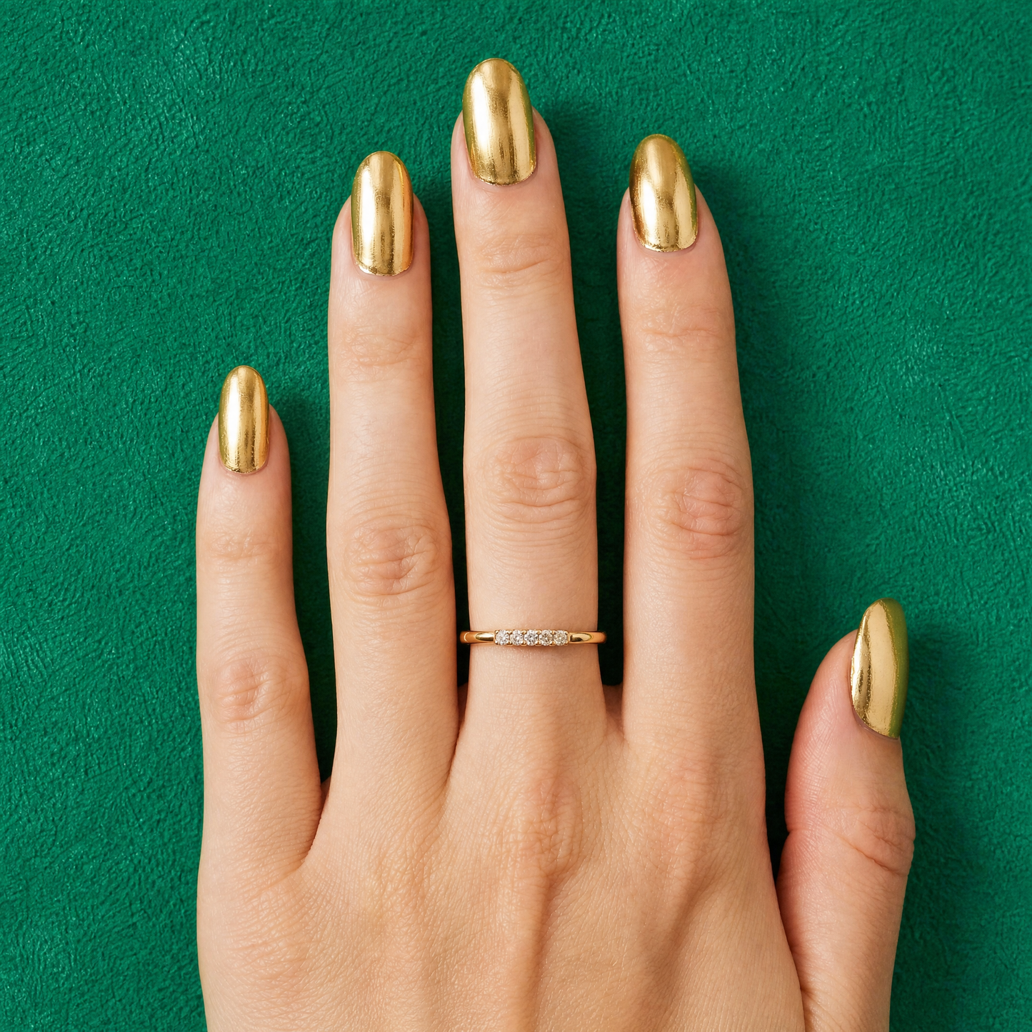 Rose Gold Perfect Minimalist Notched Ring | Delicate Band with Tiny Stones | Sizes 6–8