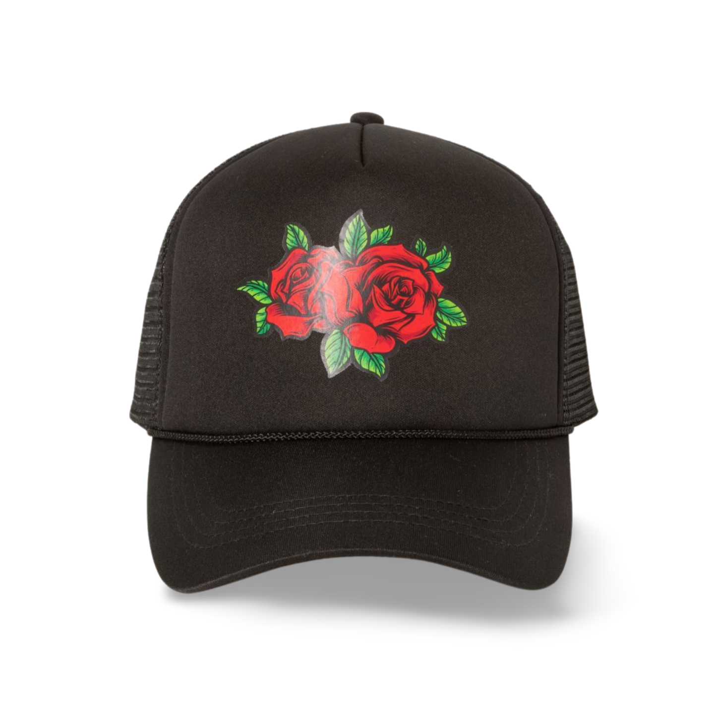 Rose Patch Trucker Hat | Mesh Back Snapback Cap with Floral Patch
