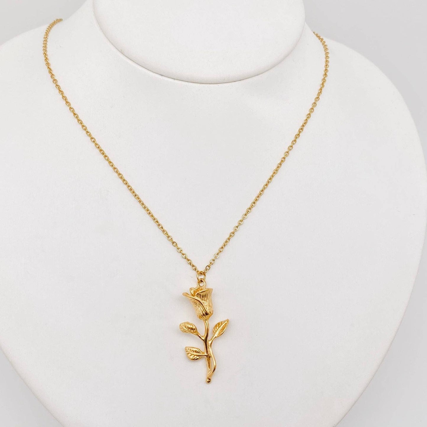 Rose Pendant 18K Gold Plated Stainless Steel Necklace
