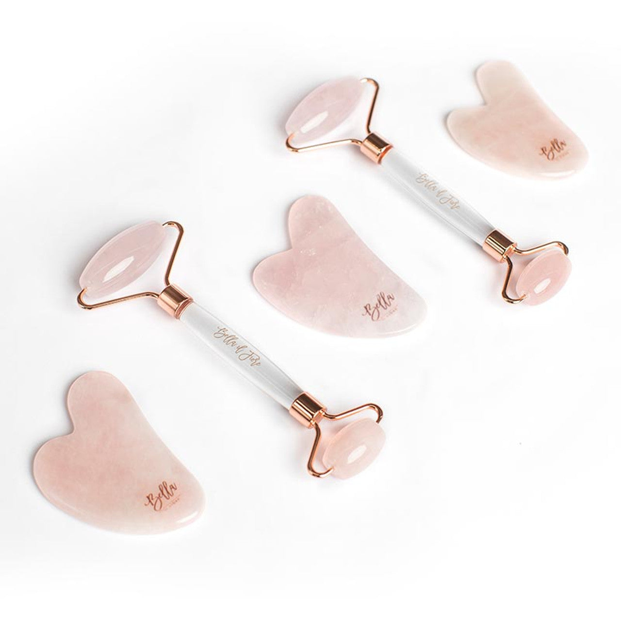 Rose Quartz Roller and Stone Tool Kit | Face Massager Skincare Set