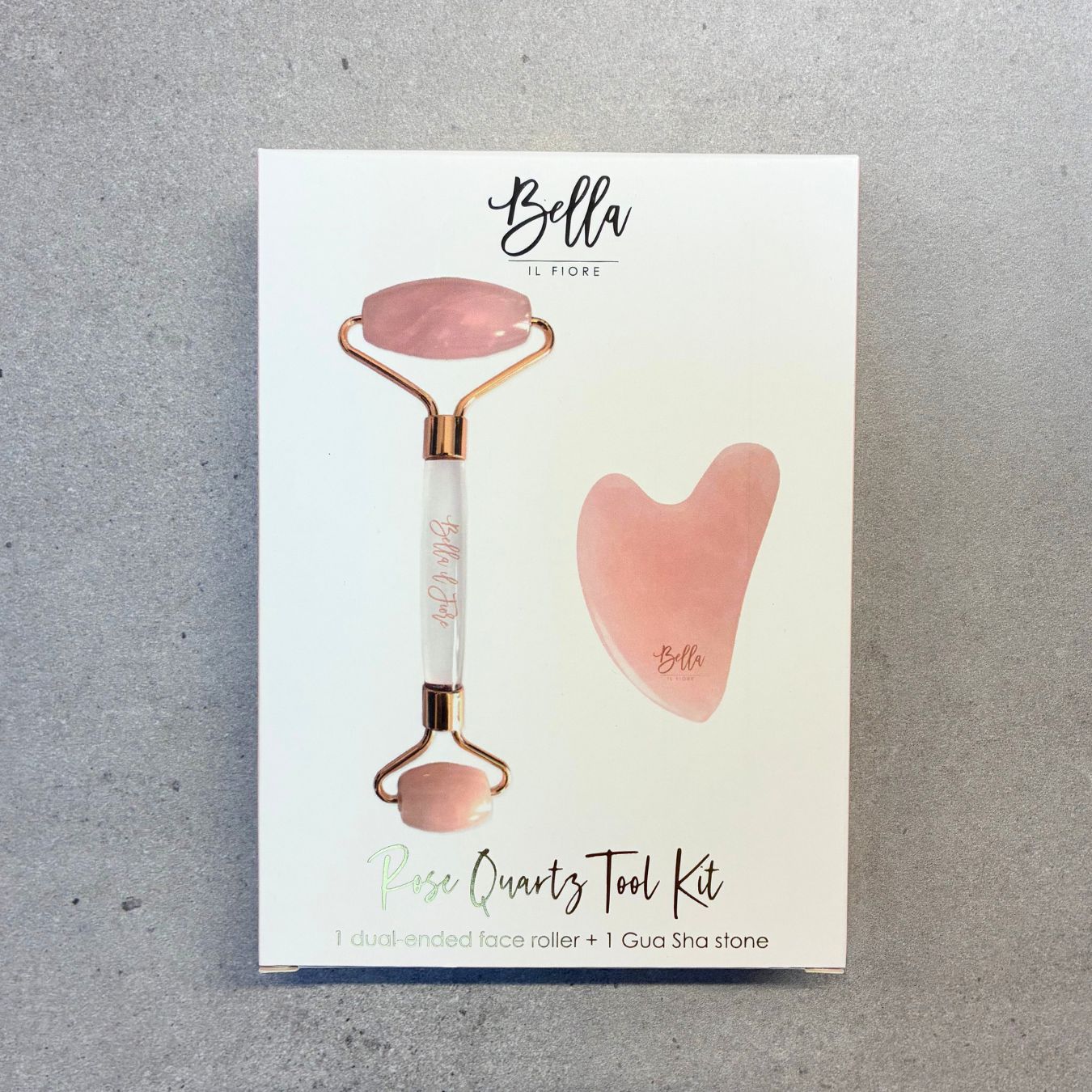 Rose Quartz Roller and Gua Sha Stone Tool Kit in Gift Box